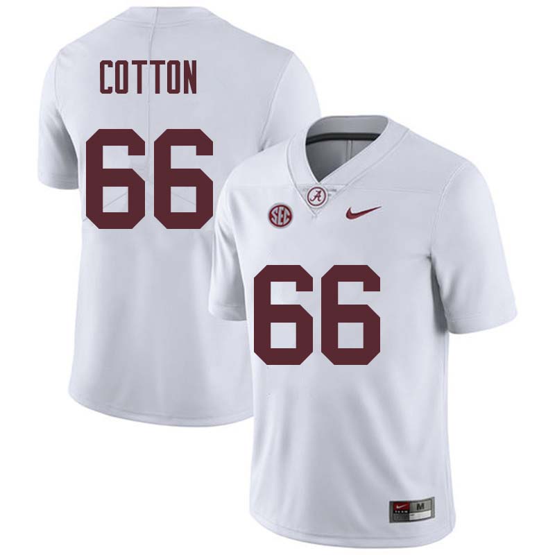 Alabama Crimson Tide Men's Lester Cotton #66 White NCAA Nike Authentic Stitched College Football Jersey LC16D45ZB